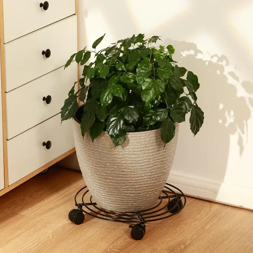 Vista 9 de 6 paquetes de 12 pulgadas de metal grande para plantas con ruedas, soportes rodantes para plantas de hierro forjado, base de rodillos para plantas