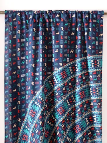 Vista 8 de Popular Handicrafts Cortinas hippie azul con mandala de camello de 100 pulgadas de largo para sala de estar o dormitorio, juego de 2 paneles