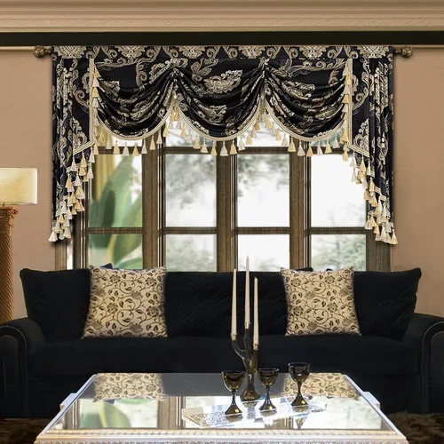 Vista 32 de Loom and Mill Cenefas de Cascada de Lujo para Ventanas, Elegante Cenefa de Cortinas Gruesas de Jacquard con Borlas para Sala de Estar, Dormitorio