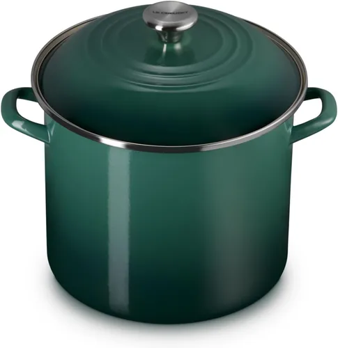 Vista 39 de Le Creuset - Olla tradicional esmaltada en acero, 12 cuartos de galón, Oliva con pomos de acero inoxidable
