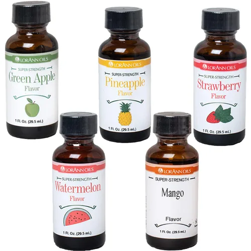 Vista 4 de LorAnn - Saborizantes súper concentrados en botellas pequeñas (3.7 ml) (paquete de 5 unidades), incluye manzana verde, mango, piña, fresa y sandía