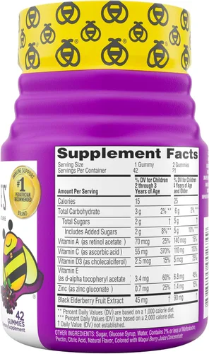 Vista 9 de Zarbee’s Gomitas de suplemento de apoyo inmunológico de saúco para niños, vitaminas A C D3 E y zinc, extracto de saúco, sin gluten ni gelatina, sin