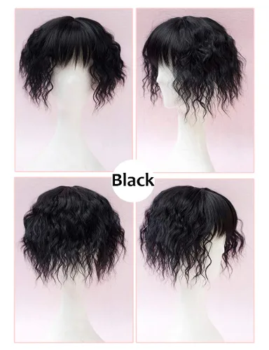 Vista 5 de Pinza de cabello ondulado con clip en parte media con flecos picados gruesos/9.8 in, color negro