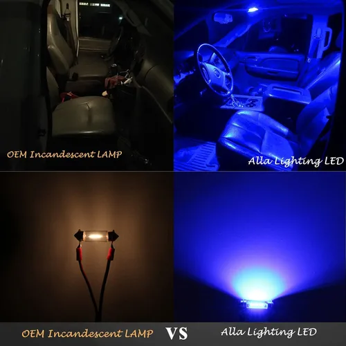 Vista 2 de Alla Lighting Bombillas LED de festón DE3021 DE3022 7065 de 31mm, 10000K azul CAN-Bus interior cúpula, mapa, maletero, luces de cortesía paso