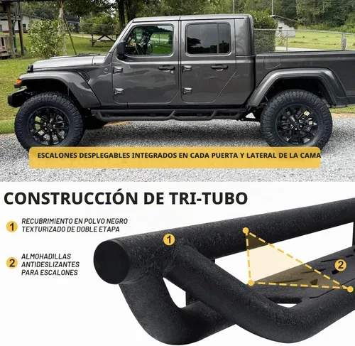 Vista 5 de SMANOW - Tablas de ejecución de rueda a rueda compatibles con Jeep Gladiator JT 2020-2025 de 4 puertas, barras nerf de acceso a la cama, estribos