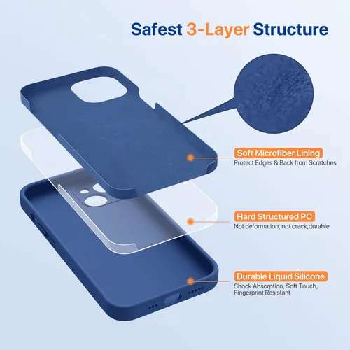 Vista 4 de Miracase - Funda diseñada para iPhone 14 con protector de pantalla, [protección de cámara mejorada], funda de silicona líquida a prueba de golpes