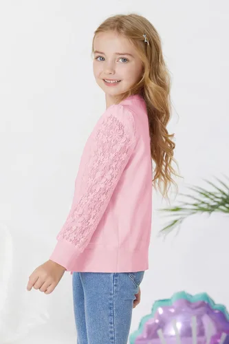 Vista 3 de GRACE KARIN Cárdigan para niñas de 5 a 12 años, uniforme escolar, de punto hueco y botones
