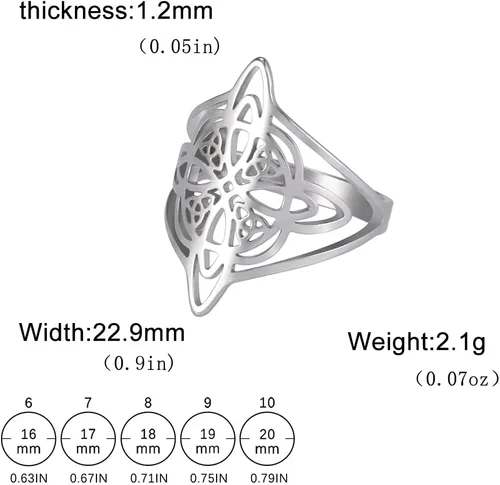 Vista 5 de Dreamtimes Anillo de nudo de bruja para mujer, anillos de barra de acero inoxidable, anillo de nudo de bruja celta, cuaternario, anillo de brujería