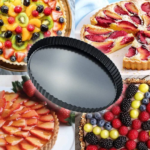 Vista 5 de Webake Sartén para tartas de 11 pulgadas, sartén para quiche, parte inferior extraíble, antiadherente, redonda