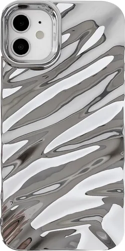 Vista 10 de Caseative Funda para iPhone 11, funda suave con forma de onda rizada con patrón de ondulación de agua (negro) Water Ripple Pattern Curly Wave