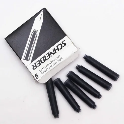 Vista 4 de Schneider Cartucho de Tinta, Formato Estándar, Cierre de Bola, Recambio para Plumas Estilográficas y Bolígrafos de Cartucho, Tinta Negra, Caja de 6