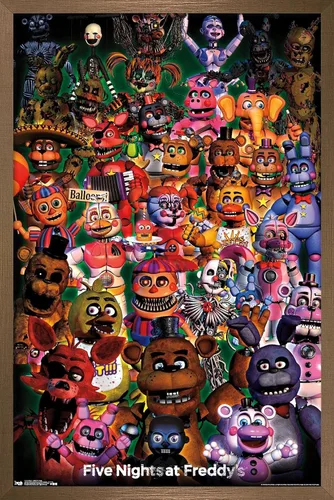 Vista 12 de Trends International Five Nights at Freddy's - Póster de pared Ultimate Group, 14.725 x 22.375 pulgadas, versión enmarcada de madera de granero