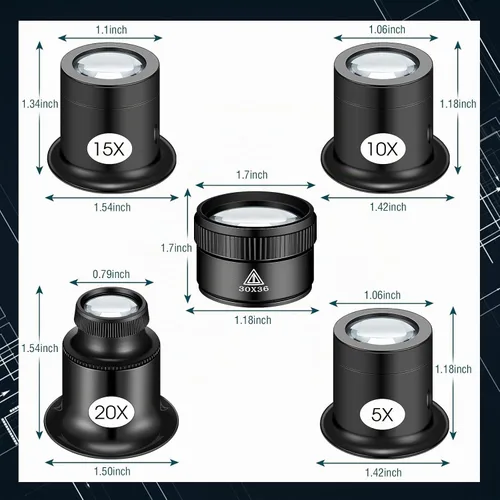 Vista 2 de Lupa monocular de lupa Jewelers, 5X, 10x, 15x, 20x, 1.181×1.417 in