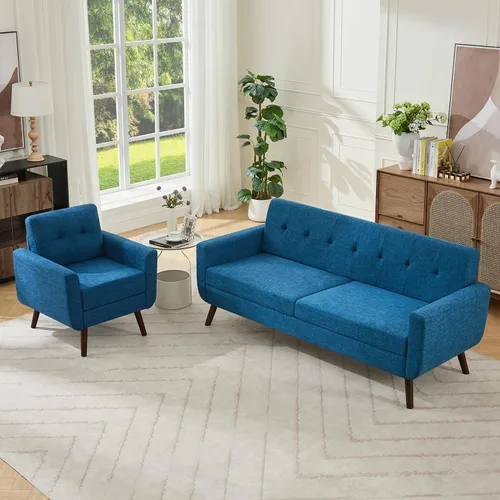 Vista 11 de Tbfit Sofá en Forma de L, Sofás Seccionales Modernos de Mediados de Siglo de 80" de Ancho, Sofás de 3 Plazas con Chaise Lounge Amplio, Sofá Beige