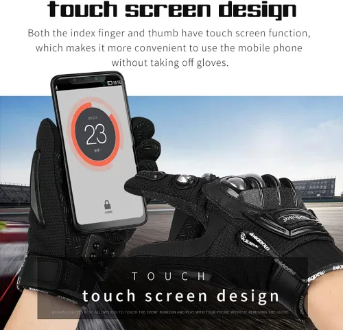 Vista 2 de Guantes de motocicleta Flujo de aire de acero nudillos pantalla táctil BMX MX ATV MTB Motocross Dirt Bike Racing Downhill guantes