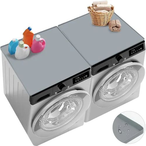 Vista 9 de Fundas para lavadora y secadora para la parte superior, 27 x 27 pulgadas, alfombrilla protectora de silicona para lavadora y secadora Negro