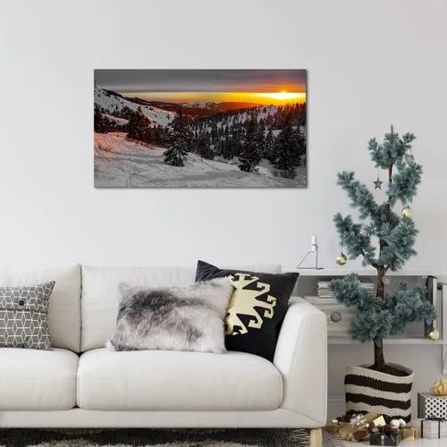 Vista 2 de Nachic Wall Lienzo de montaña de nieve, arte de pared, paisaje de naturaleza, paisaje de invierno, bosque de nieve, árbol, póster enmarcado