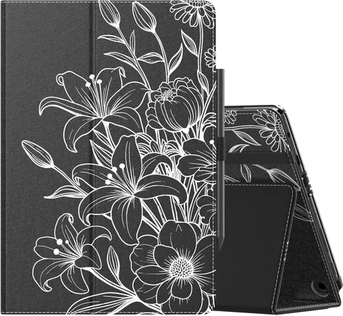 Vista 26 de MoKo - Funda para tablet Kindle Fire HD 10 y 10 Plus (11.ª generación, versión 2021), diseño delgado y plegable con función de encendido y apagado