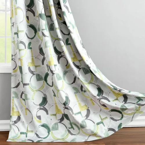 Vista 3 de VOGOL Cortinas opacas para guardería, habitación de niños de 63 pulgadas de largo, coloridos círculos abstractos impresos, ojales geométricos
