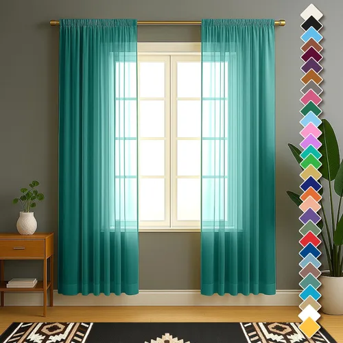 Vista 57 de YHSF Cortinas traslúcidas – Juego de 2 paneles para decoración del hogar – Elegantes cortinas de gasa sólida con bolsillo para barra