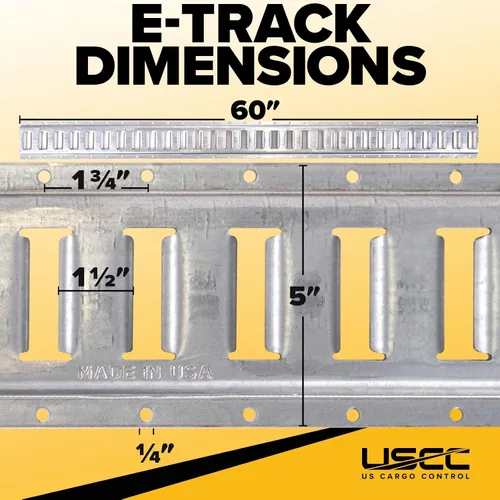 Vista 2 de US Cargo Control E Track, Hecho en EE. UU., Riel de E Track de acero calibre 12 de 5 pies galvanizado, Rieles horizontales ETrack para remolques