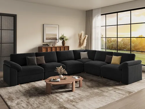 Vista 131 de EASE MOOSE Sofá modular verde seccional de gran tamaño en forma de L Pana verde