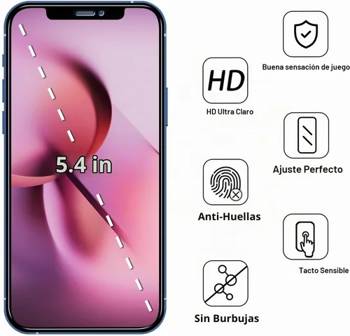 Vista 2 de (2 unidades) Protector de pantalla de privacidad para iPhone 12 Mini de 5.4 pulgadas, vidrio templado antiespía, antiarañazos, sin burbujas