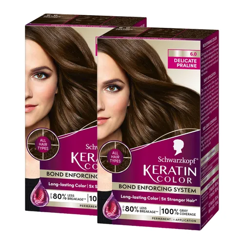 Vista 10 de Schwarzkopf Keratin Color® 6.64 - Tinte permanente para el cabello marrón champán (paquete de 2)