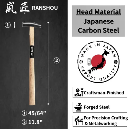 Vista 2 de Karakami - Martillo de precisión para clavos, chapa, carpintería, mango de madera, fabricado en Japón, 6 onzas