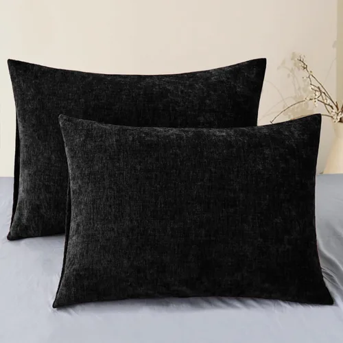 Vista 78 de CaliTime - Paquete de 2 fundas de almohada acogedoras para sofá, decoración del hogar, felpilla suave teñida sólida, 16 x 16 pulgadas, marrón Marrón