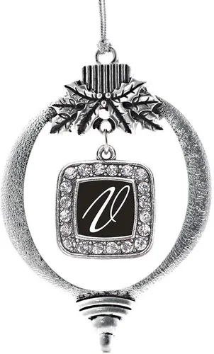 Vista 173 de Inspired Silver - Adorno con dije de reina de rodillo - Adornos navideños cuadrados de plata con joyas de circonita cúbica