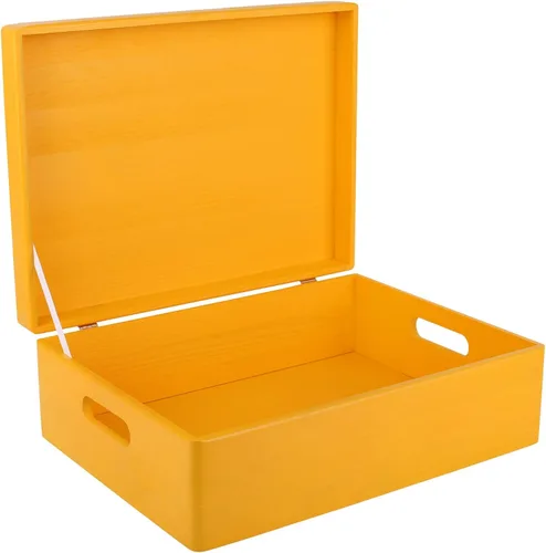Vista 31 de Creative Deco Caja de almacenamiento grande de madera con tapa con bisagras 11.8 x 7.87 x 5.51 pulgadas (+-0.5) Caja de regalo sin acabar, lisa