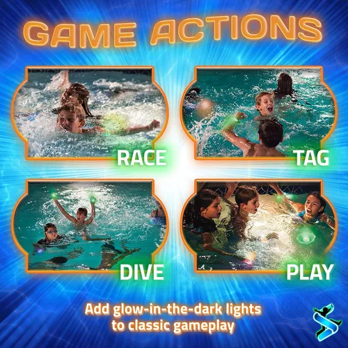 Vista 2 de Juguetes de piscina que brillan en la oscuridad: Starlux Pool Party Set – Up Pool Games para niños Edades 8 +, 1-8 jugadores Pulseras