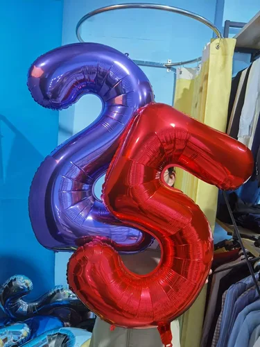 Vista 7 de Globos rojos de 32 pulgadas con el número 3 de aluminio, suministros de decoración de fiesta de cumpleaños (globo rojo del número 3)