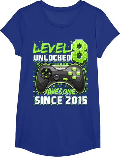 Vista 61 de Level 8 Unlocked Awesome 2015 Video Game 8th Birthday Boy T-Shirt, Negro