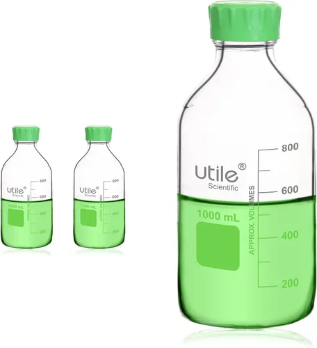 Vista 14 de Utile Botella multimedia, 3.3 botellas de vidrio de borosilicato con tapones de rosca GL45, 6 botellas de medios de laboratorio de 3.4 fl oz