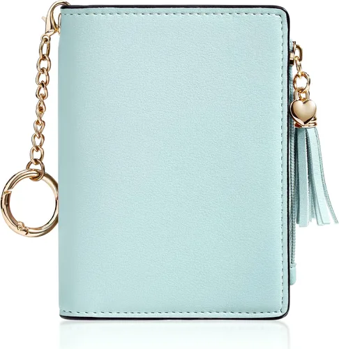 Vista 19 de Gostwo Billeteras pequeñas para mujer, elegante cartera para mujer con ventana de identificación, bolsillo con cremallera para monedas y borla.