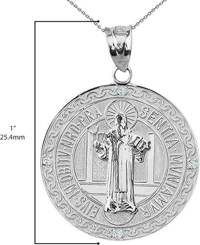Vista 3 de Medalla De San Benito Saint St Benedict 925 Sterling Silver Coin Necklace 1