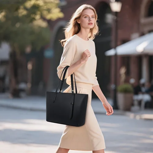 Vista 3 de Peacocktion Bolso de mano para mujer, de piel sintética suave, bolso de mano para mujer, trabajo, diario, oficina, viajes