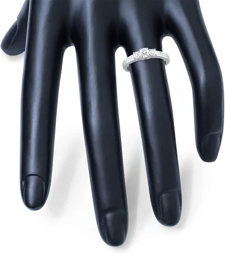 Vista 3 de Anillo de compromiso con diamante certificado por AGS 34 quilate, oro blanco 14 quilates, (color K-L, claridad I2-I3)