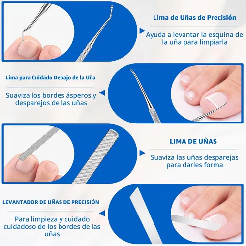 Vista 5 de Kit de cuidado de uñas encarnadas con tiras flexibles (134 piezas), kit de herramientas profesional para uñas de los pies incluye bandas