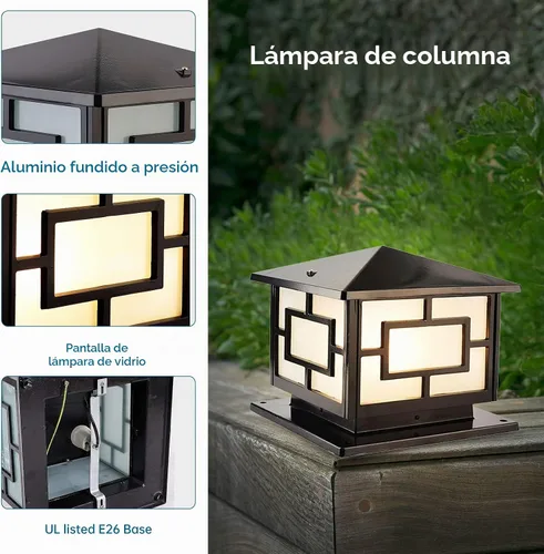 Vista 6 de Luces de pilar al aire libre, IP65 impermeable Columna Luces al aire libre a prueba de óxido de aluminio Pilar Accesorios de luz de columna de valla