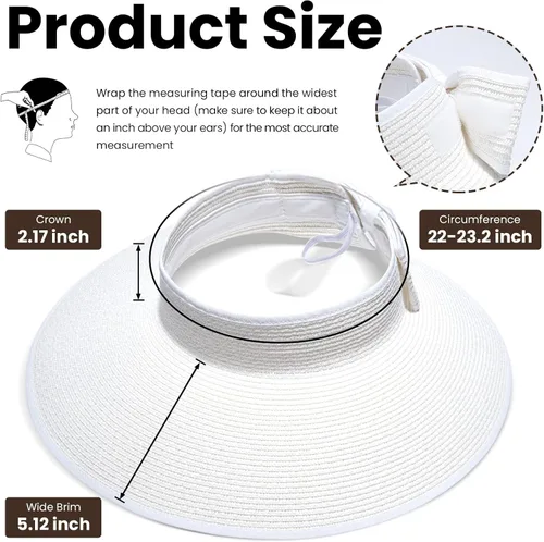 Vista 65 de Simplicity - Sombrero con protección solar UV UPF 50 para mujer, convertible en visera para playa