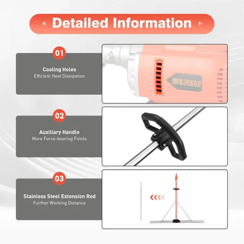 Vista 4 de Regla vibratoria de hormigón inalámbrica, 7500mAh 2-3H Runtime batería de litio herramienta de acabado liso de superficie de hormigón, herramienta