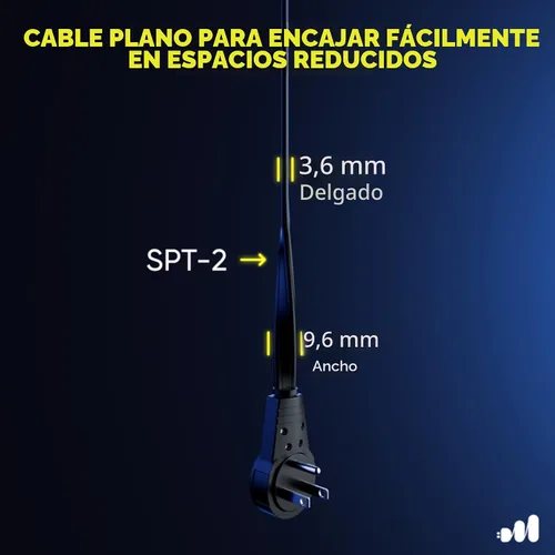 Vista 5 de Maximm Cable de extensión de enchufe plano giratorio de 360°, 0.3 m, 16 AWG, múltiple, extensión de salida, cable de conexión a tierra de 3 puntas