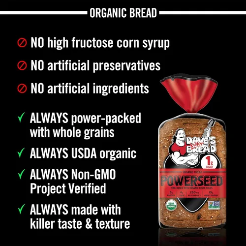 Vista 7 de Dave's Killer Bread Powerseed, Pan orgánico con semillas, 1g de azúcar por rebanada, pan de 25 onzas