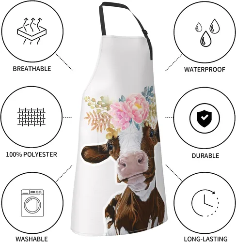 Vista 7 de Delantal de cocina de chef impermeable con bolsillos para adultos, delantales de cocina para barbacoa, regalos personalizados para hornear
