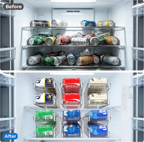 Vista 5 de Organizador de latas de soda enrollable BingoHive para refrigerador, dispensador de latas para cerveza, soda, seltzer, lata de pop, organizador
