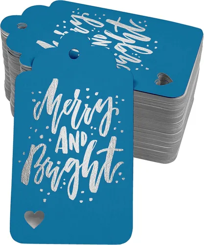 Vista 56 de Etiquetas colgantes con texto en inglés "Merry and Bright" (50 unidades)