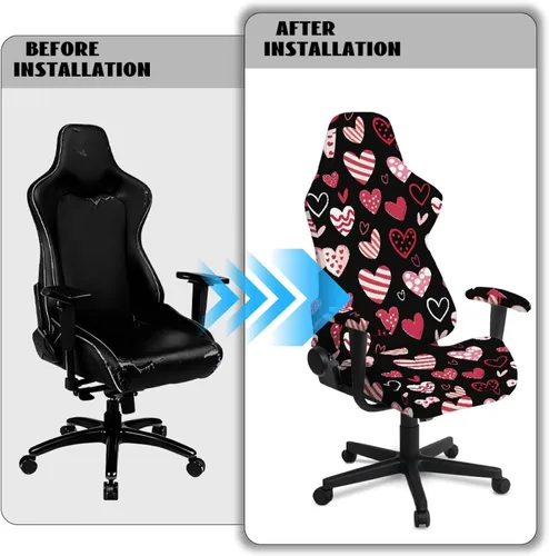 Vista 6 de Heart Gaming Chair Cover for Desk Chair Stretchy Armrest Covers Washable Ergonomic Office Seat Cover Dustproof Gaming Chairs Easy to Fit Home Office